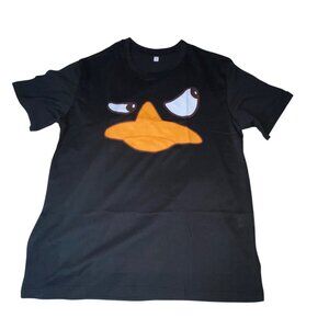 Black Unisex Graphic T-Shirt With Funny Cartoon Duck Face Print
